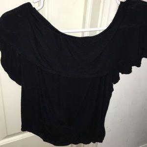 Black Off the Shoulder Crop Top